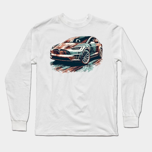 Tesla Model X Long Sleeve T-Shirt by Vehicles-Art